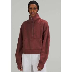 Lululemon Scuba Oversized Funnel Neck Half Zip Crop Sweatshirt Smoky Red XS/S